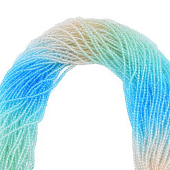 Medium Turquoise Transparent Glass Beads Strands, Segmented Multi-color Beads, Faceted Round, Medium Turquoise, 3mm, Hole: 0.7mm, about 136~139pcs/strand, 14.53 inch~14.84 inch(36.9~37.7cm)