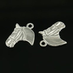 Silver Tibetan Style Alloy Pendants, Horse Head, Cadmium Free & Lead Free, Silver, 21x18.5mm, Hole: 2.5mm