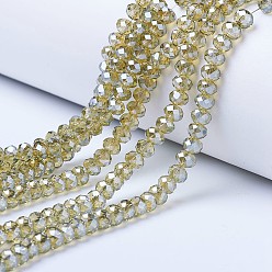 Moccasin Electroplate Glass Beads Strands, Pearl Luster Plated, Faceted, Rondelle, Moccasin, 2.5x2mm, Hole: 0.4mm, about 170pcs/strand, 11.8 inch(30cm)