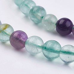 Fluorite Natural Green Fluorite Beads Strands, Round, 6mm, Hole: 1mm, about 68~69pcs/strand, 15.55 inch
