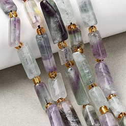 Флюорит Природных красочные флюорита бисер нитей, колонка, с бисером, 14~30x6.5~7.5x6.5~7.5 мм, отверстие : 1 мм, около 13~15 шт / нитка, 15.87'' (40.3 см) ~ 16.06'' (40.8 см)