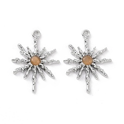 Оранжевый Подвески для кошачьего глаза из сплава, солнечные чары, платина, оранжевые, 28.5x20.5x2.5 мм, отверстие : 1.6 мм