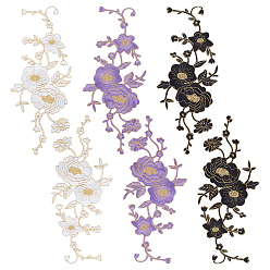 (52) Непрозрачная лаванда 6шт 3 цвета цветочный узор компьютерная вышивка аппликации, клей/пришивание заплат, костюм чонсам аксессуары, разноцветные, 238x97x1 мм, 2 шт / цвет