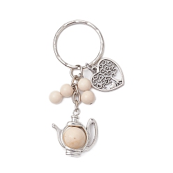 Ископаемое Сплав брелок, С натуральными бусами из драгоценных камней и железными брелками, чайник, 7 см