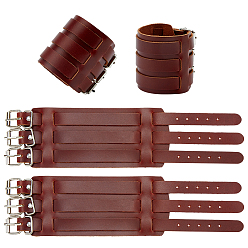 Кокосово-Коричневый Панк-рок стиля кожаные браслеты, с застежкой для часов, кокосового коричневый, 10-3/4 дюйм (27.2 см)