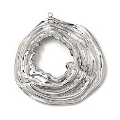 Stainless Steel Color 304 Stainless Steel Big Pendants, Hammered Irregular Round Charms, Stainless Steel Color, 56x51x6mm, Hole: 2mm