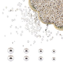 Silver Brass Crimp Beads, Rondelle, Silver, 1.5mm/2x1mm/2.5mm/3mm, Hole: 0.5~2mm, 4000pcs/box