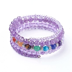 Amethyst Kettenarmbänder aus natürlichem Amethyst und Edelstein, mit Glasperlen und Legierungszubehör, 50 mm