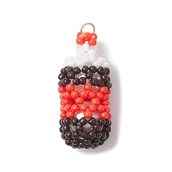 (52) Непрозрачная лаванда Стеклянные бусины подвески из кока-колы, с перламутровыми стеклянными бусинами и золотым 304 кольцом из нержавеющей стали, разноцветные, 29.5x13.5 мм, отверстие : 2.5 мм