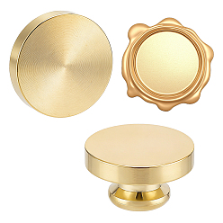 Plano Redondo Cabezales de sellos de cera de latón en blanco para álbumes de recortes DIY, dorado, plano y redondo, 25.5x14.5 mm, agujero: 7.5 mm