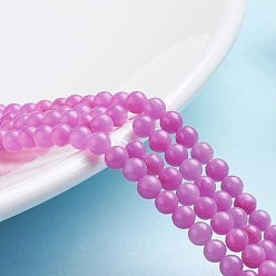 Magenta Natural Mashan Jade Round Beads Strands, Dyed, Magenta, 4mm, Hole: 1mm, about 98pcs/strand, 15.7 inch