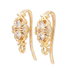 Настоящее золото 18K Серьги-капельки с микропаве из прозрачных кубических цирконий из латуни, долговечный, без никеля , с петлей, реальный 18 k позолоченный, 17x6x8 мм, отверстие : 1.2 мм, штифты : 1 мм