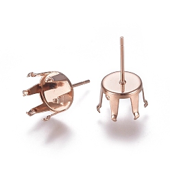Розовое Золото 304 Выводы серьги из нержавеющей стали шпилька, настройки зубчатой серьги, розовое золото , лоток : 8 мм, 17.5 мм, штифты : 0.7 мм