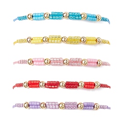 (52) Непрозрачная лаванда Браслеты из плетеных бусин из стеклянного бисера, плетеные браслеты из нейлоновой нити для женщин, разноцветные, внутренний диаметр: 3/4~3-3/8 дюйм (1.9~8.5 см)