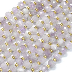 Аметист Нити бусин из натурального лавандового аметиста, с бисером, граненые, фонарь, 8~8.5x6.5~7 мм, отверстие : 0.6 мм, около 44 шт / нитка, 15.16 дюйм (38.5 см)