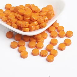 Dark Orange Opaque Acrylic Beads, Flat Round, Dark Orange, 8x4.5mm, Hole: 2mm, about 2800pcs/500g