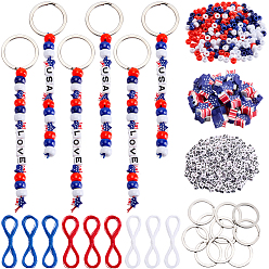 Mixed Color DIY Jewelry Making Kits, including 304 Stainless Steel Split Key Rings, Waxed Polyester Cords, Acrylic & Plastic & Handmade Polymer ClayBeads, Mixed Color, 0.5mm
