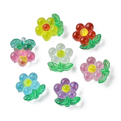Mixed Color Translucent Resin Cabochons, Flower, Mixed Color, 9x7.5x3mm