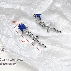 Цветок Платинового сплава подвески, синие, цветок, 36x8 мм