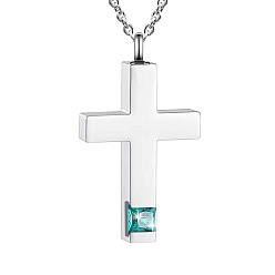 Бирюза Ожерелье с подвеской в виде креста, мемориальные украшения из нержавеющей стали для мужчин и женщин, бирюзовые, 21.65 дюйм (55 см)