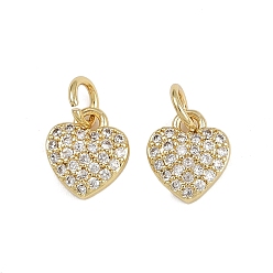 Настоящее золото 16K Латунные микро проложить кубического циркония подвески, сердце прелести, с целью перехода в кольце, реальный 16 k позолоченный, 9x8x2.5 мм, отверстие : 3.5 мм