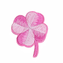 Темно-Розовый Компьютеризированная вышивка тканью утюжок на / шить на заплатках, аксессуары для костюма, клевер, темно-розовыми, 43x35 мм