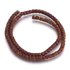 С Фиолетовым Покрытием Гальванизировать немагнитных синтетический гематит нитей бисера, матовые, колонка, с фиолетовым покрытием, 5x4 мм, отверстие : 1 мм, около 101~102 шт / нитка, 15.9 дюйм (40.5 см)