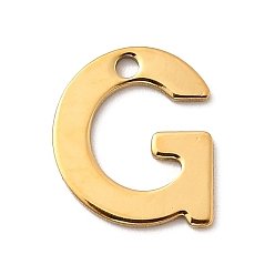 Letter G 304 прелести нержавеющей стали, письмо амулеты, ионное покрытие (ip), реальный 18 k позолоченный, Буква G, 11x10x0.8 мм, отверстие : 1.2 мм