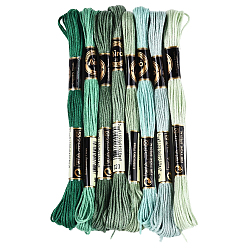 Зеленый Полиэфирные нитки для вышивания, нитки для вышивки крестом, сегмент окрашенный, зелёные, 0.5~2 мм, около 8.75 ярдов (8 м) / моток, 8 цветов, 1 моток/цвет, 8 мотков/набор