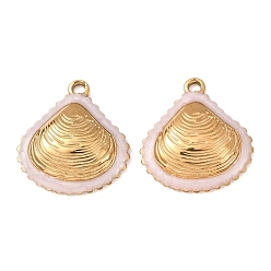 Розовый 304 подвески из нержавеющей стали, с эмалью, подвески в форме ракушек, реальный 18 k позолоченный, ионное покрытие (ip), туманная роза, 21x20x4.5 мм, отверстие : 1.6 мм