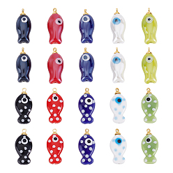 (52) Непрозрачная лаванда 30шт. фарфоровые подвески ручной работы, с латунной фурнитурой , разноцветные, 25 мм