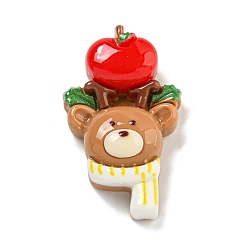 Медведь Рождественские кабошоны из непрозрачной смолы для декодирования, медведь, 29x18x8.5 мм
