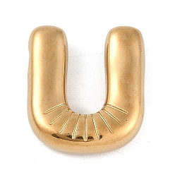 Letter U Ионное покрытие (ip) 304 подвески из нержавеющей стали, реальный 18 k позолоченный, Буква U, 18x16x4.5 мм, отверстие : 2 мм