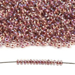 (771) Inside Color AB Crystal/Strawberry Lined Toho 11/0 полукруглые бусины, японский бисер, (771) внутри цвет ab кристалл / клубника на подкладке, 11/0, 2.2x0.9 мм, отверстие : 0.8 мм, Около 1733 шт / 10 г