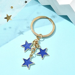 Темно-Синий Брелок со звездным сплавом и эмалью, с железной фурнитурой, звезда, темно-синий, 7 см