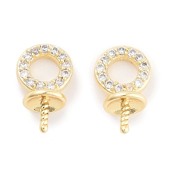 Настоящее золото 18K Латунные колышки из циркония, плоско-круглые, без кадмия, без никеля и без свинца, реальный 18 k позолоченный, 13x7.2x5.5 мм, отверстие : 3.8 мм, штифты : 1 мм