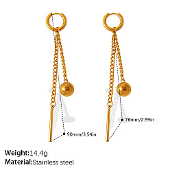 Ronde 304 Boucles d'oreilles créoles pendantes en acier inoxydable, or, ronde, 90mm