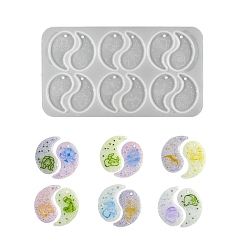 Yin-yang DIY силиконовые формы для кулона, формы для литья смолы, для уф-смолы, изготовление подвесок из эпоксидной смолы, белые, инь-ян, 115x206x4 мм, отверстие : 3 мм, внутренний диаметр: 49x32 мм