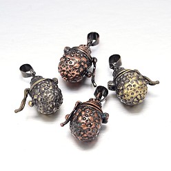 (52) Непрозрачная лаванда Резные горшок стойки покрытия латуни молитва коробка подвески, желаю коробке, без никеля , разноцветные, 22x12x16 мм, отверстие : 5x3 мм