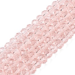 Pink Glasperlen Stränge, facettierte Abakus, Rondell, rosa, 2.9~3.3x2 mm, Bohrung: 0.8 mm, ca. 135~140 Stk. / Strang, 32~34 cm