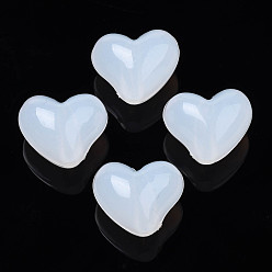 WhiteSmoke Imitation Jelly Acrylic Beads, Heart, WhiteSmoke, 13.5x17x13mm, Hole: 3mm, about 305pcs/500g