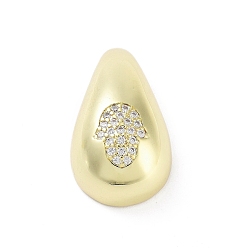Palm Покрытие стойки латунь микропаве прозрачные подвески из кубического циркония, долговечный, без свинца и без кадмия, слеза, ладонь, 29x16.5x11 мм, отверстие : 3 мм