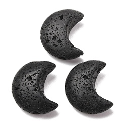 Лавовый камень Бусины из натуральной лавы, 3d форма полумесяца, Топ пробуренной, 25~25.5x20~21x9~10.5 мм, отверстие : 2.5 мм