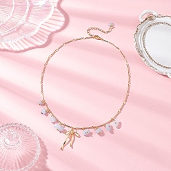 Аквамарин Ожерелья из латунной цепочки с подвеской в виде банта из натурального окрашенного аквамарина и латунной цепочкой, золотые, 16.02 дюйм (40.7 см)