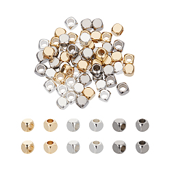 (52) Непрозрачная лаванда 60шт 3 цвета 304 шарики из нержавеющей стали, квадратный, разноцветные, 4x4x4 мм, отверстие : 2.5 мм, 20 шт / цвет