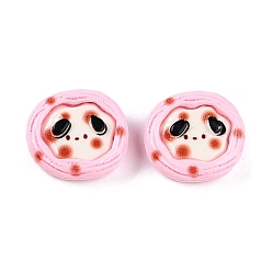 Бледно-Розовый Кабошоны из непрозрачной смолы с мультяшным рисунком, собака в яичном пироге, розовый жемчуг, 23~24x25~26x8.5~9.5 мм