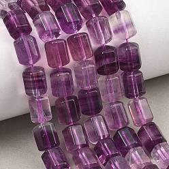 Fluorite Natural Purple Fluorite Beads Strands, Faceted, Column, 13.5~15.5x9.5~10.5x9.5~10.5mm, Hole: 1mm, about 22~24pcs/strand, 15.35''(39cm)~16.34''(41.5cm)