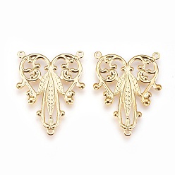 Золотой Звенья компонентов люстры латунного покрытия стойки, 3 Разъемы петли, лист, золотые, 29x22.5x0.8 мм, отверстие : 1 мм