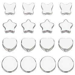 Silbern Silberfarbig 304 Edelstahlkugeln, Mischformen, Silbern Silberfarbig, 10~12x10~11.5x6 mm, Bohrung: 2.5~3.5 mm, 16 Stück / Karton