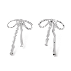 Нержавеющая Сталь Цвет Не тускнеют 304 серьги-гвоздики из нержавеющей стали, для женщин, бантом, цвет нержавеющей стали, 29.3x20.4 мм